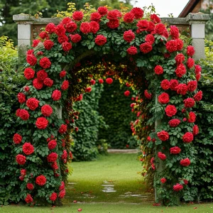 Роза плетистая Алый Триумф купить по цене от 319р. в интернет-магазине «Посадика» с доставкой почтой в в Покровске и по всей России – [изображение №1].